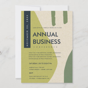 MODERN ABSTRACT ART LIME GREEN CONFERENCE EVENT INVITATION