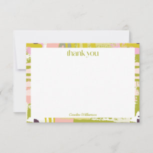 Modern Abstract Art Lime Green Cute Shower Custom Thank You Card