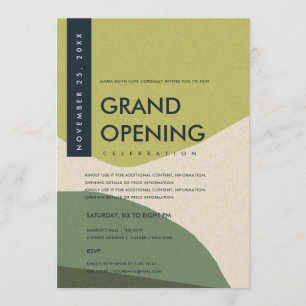 MODERN ABSTRACT ART LIME GREEN GRAND OPENING EVENT INVITATION