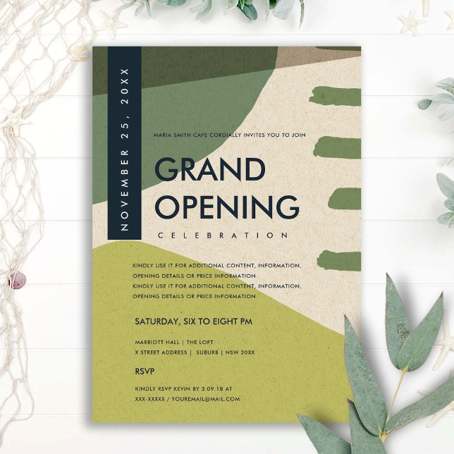 MODERN ABSTRACT ART LIME GREEN GRAND OPENING EVENT INVITATION (Creator Uploaded)