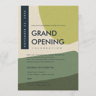 MODERN ABSTRACT ART LIME GREEN GRAND OPENING EVENT INVITATION