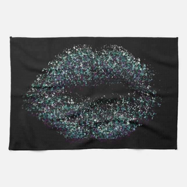 Modern Abstract Art Lips #23 Tea Towel (Horizontal)