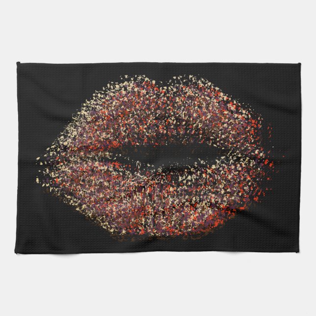 Modern Abstract Art Lips #45 Tea Towel (Horizontal)