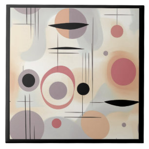 Modern abstract art mid century ceramic tile