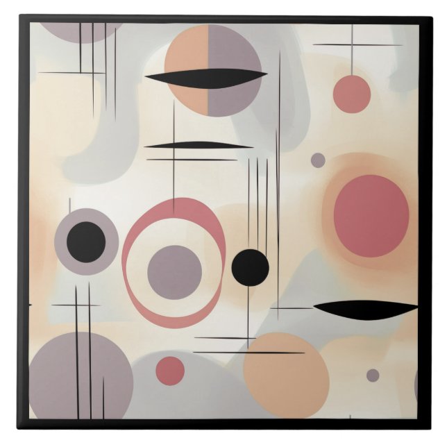 Modern abstract art mid century ceramic tile (Front)