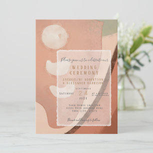Modern Abstract Art Neutral Organic Simple Wedding Invitation