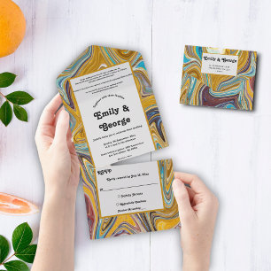 Modern Abstract Art Oil Painting Artist Wedding All In One Invitation