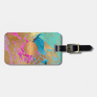 Modern abstract art painting copper gold monogram