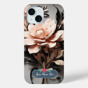 Modern Abstract Art Peach Flowers iPhone 15 Case