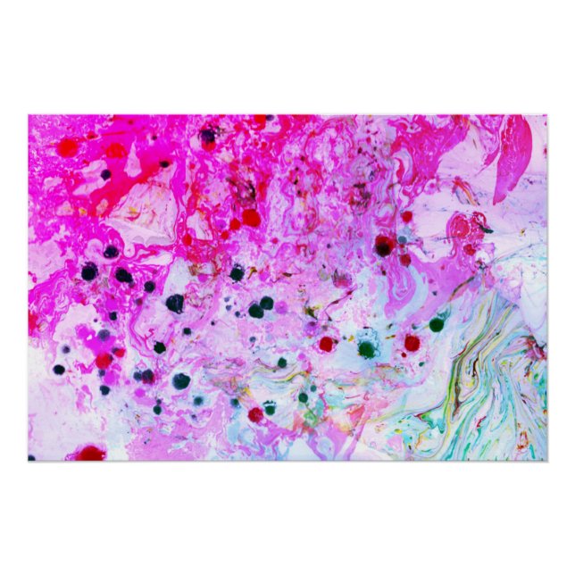 Modern Abstract Art Pink Red Green Trendy Poster (Front)