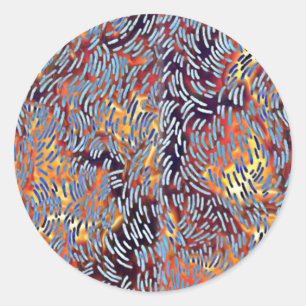 Modern Abstract Art Red Yellow Black Classic Round Sticker