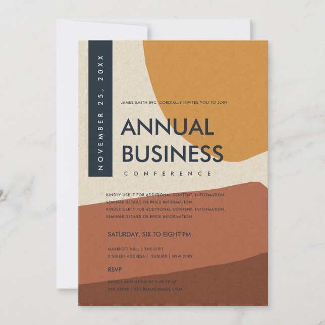 MODERN ABSTRACT ART RUST ORANGE CONFERENCE EVENT INVITATION (Front)