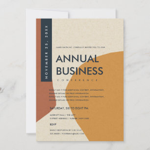 MODERN ABSTRACT ART RUST ORANGE CONFERENCE EVENT INVITATION