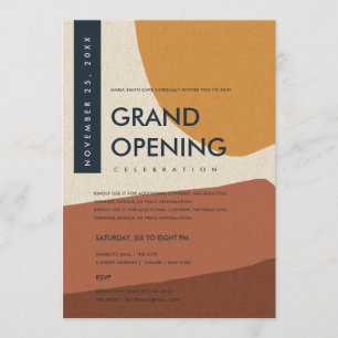 MODERN ABSTRACT ART RUST ORANGE GRAND OPENING INVITATION