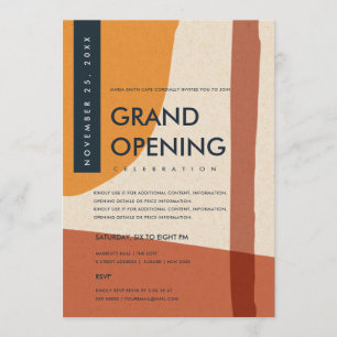 MODERN ABSTRACT ART RUST ORANGE GRAND OPENING INVITATION