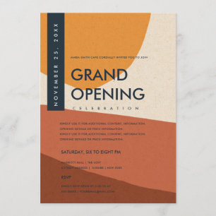 MODERN ABSTRACT ART RUST ORANGE GRAND OPENING INVITATION