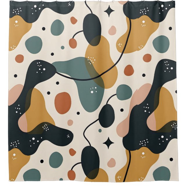 Modern Abstract Art Shower Curtain (Front)