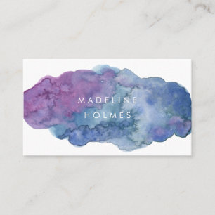 Modern Abstract Art Watercolor Brush Blue Blush Business Card