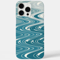Modern Abstract Art Waves Design in Blue Ombre