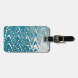 Modern Abstract Art "Waves" Design in Blue Ombre Luggage Tag