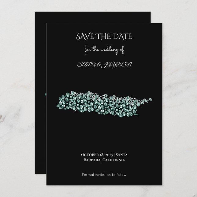 Modern Abstract Art – White Line Circle Design Save The Date (Front/Back)