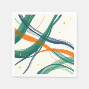 Modern Abstract Art with Sweeping Lines and Golden Napkin