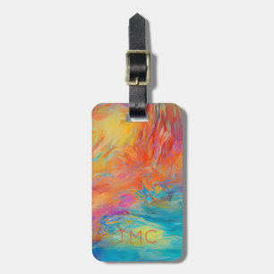 Modern Abstract Artist Painting Initials Colourful Luggage Tag