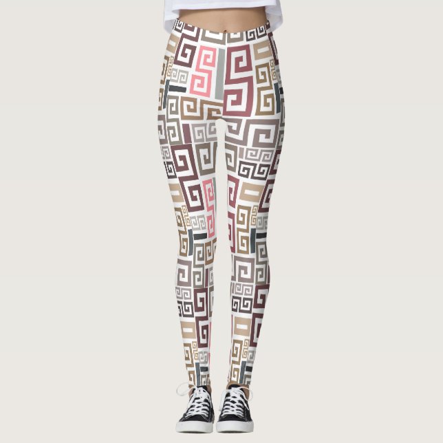modern abstract artistic coloured lines leggings (Front)
