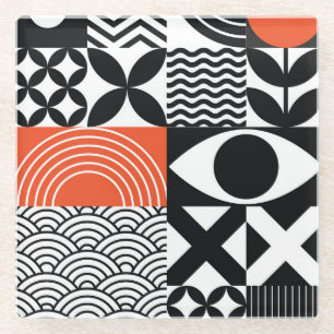 Modern Abstract: Artistic Design Canvas. Glass Coaster