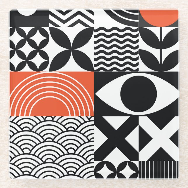 Modern Abstract: Artistic Design Canvas. Glass Coaster (Front)