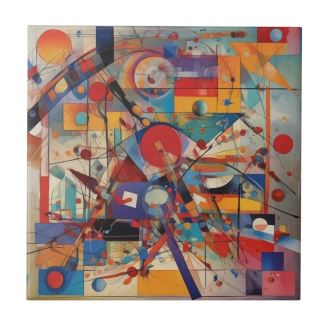 Modern Abstract Artwork Ceramic Tile (Front)