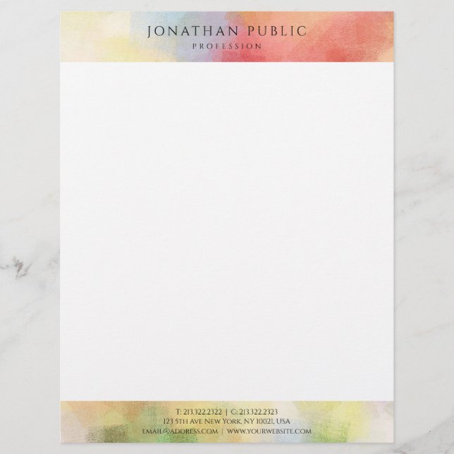 Modern Abstract Artwork Elegant Cool Template Custom Letterhead (Front)