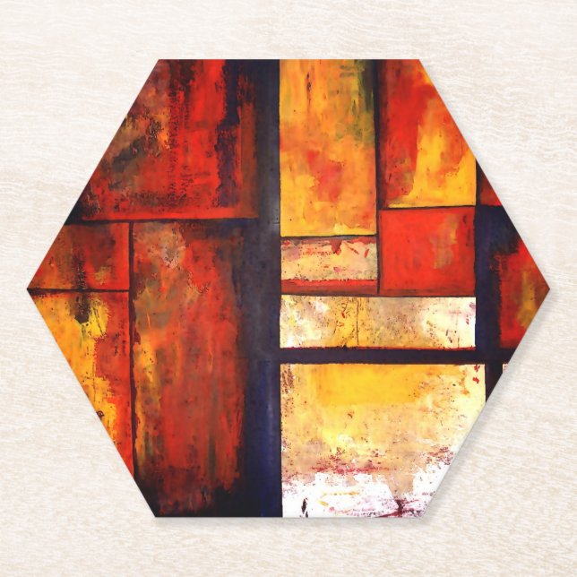 Modern Abstract Artwork Paper Coaster (Front)