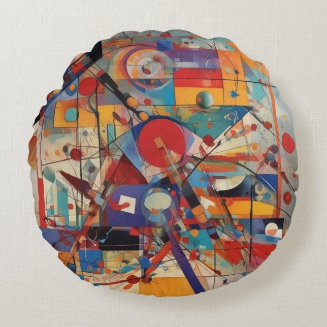 Modern Abstract Artwork Round Cushion (Front)
