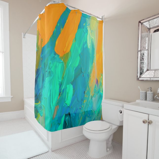 Modern Abstract Artwork Shower Curtain (In Situ)