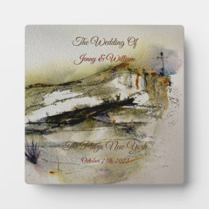 Modern Abstract Autumn watercolour Wedding Plaque