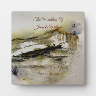 Modern Abstract Autumn watercolour  Wedding   Plaque