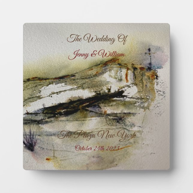 Modern Abstract Autumn watercolour  Wedding   Plaque (Front)