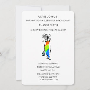 Modern Abstract Awesome and Elegant Woman Birthday Invitation