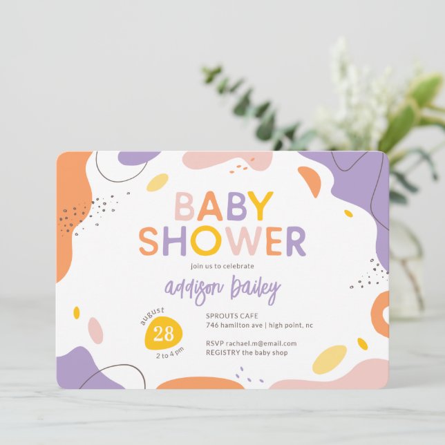 Modern Abstract Baby Shower Invitation (Standing Front)