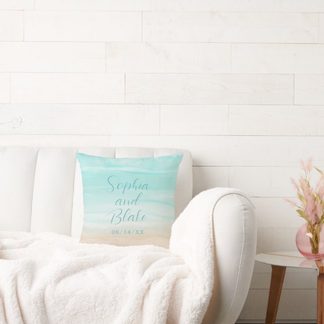 Modern Abstract Beach Wedding Cushion (Couch)