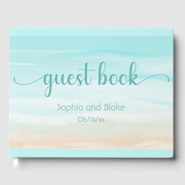 Modern Abstract Beach Wedding Guest Book (Front)