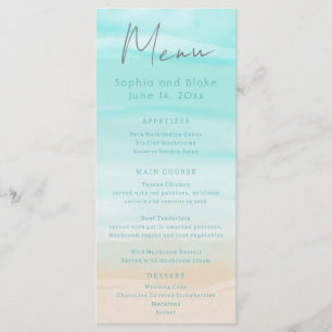 Modern Abstract Beach Wedding Menu