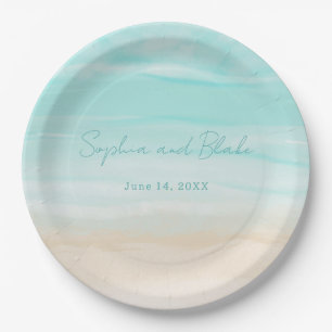 Modern Abstract Beach Wedding Paper Plate
