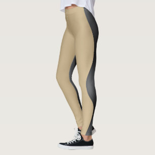 Modern Abstract Beige Black Leggings Stylish Wom