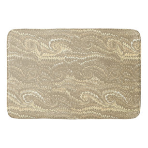 Modern Abstract Beige Swirls Marble Pattern Bath Mat