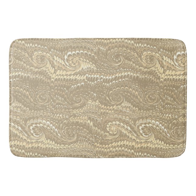 Modern Abstract Beige Swirls Marble Pattern Bath Mat (Front)