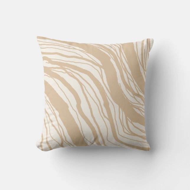Modern Abstract Beige Tan Stripes Cushion (Front)