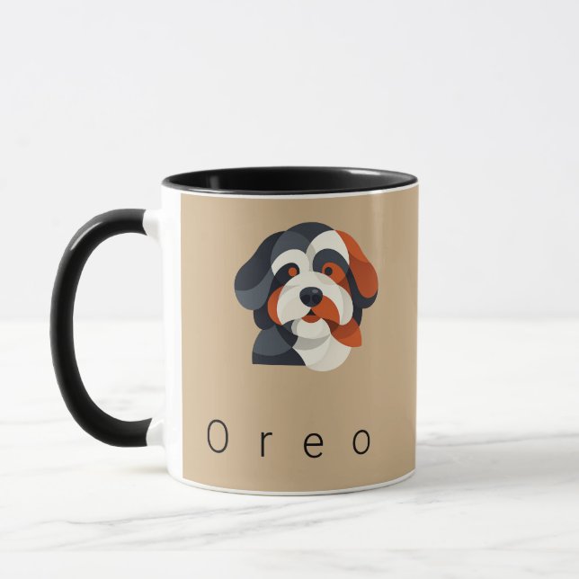 Modern Abstract Bernedoodle Portrait - Geometric T Mug (Left)