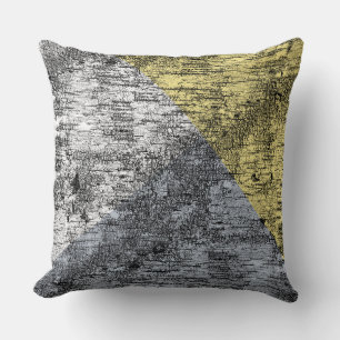 Modern Abstract Birch Bark Pattern Yellow Grey Cushion